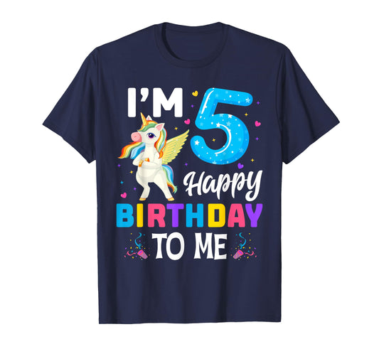 Unicorn 5th Birthday Party 5 Years Old Girl T-Shirt