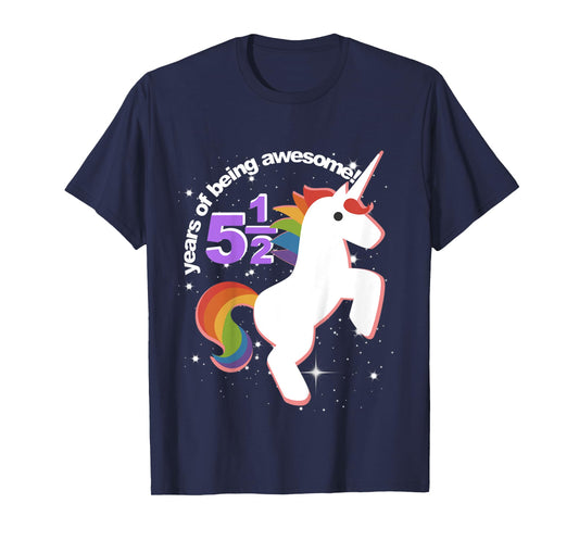 Girls Half Birthday Unicorn Shirt 5.5 5 and Half Years 5th T-Shirt
