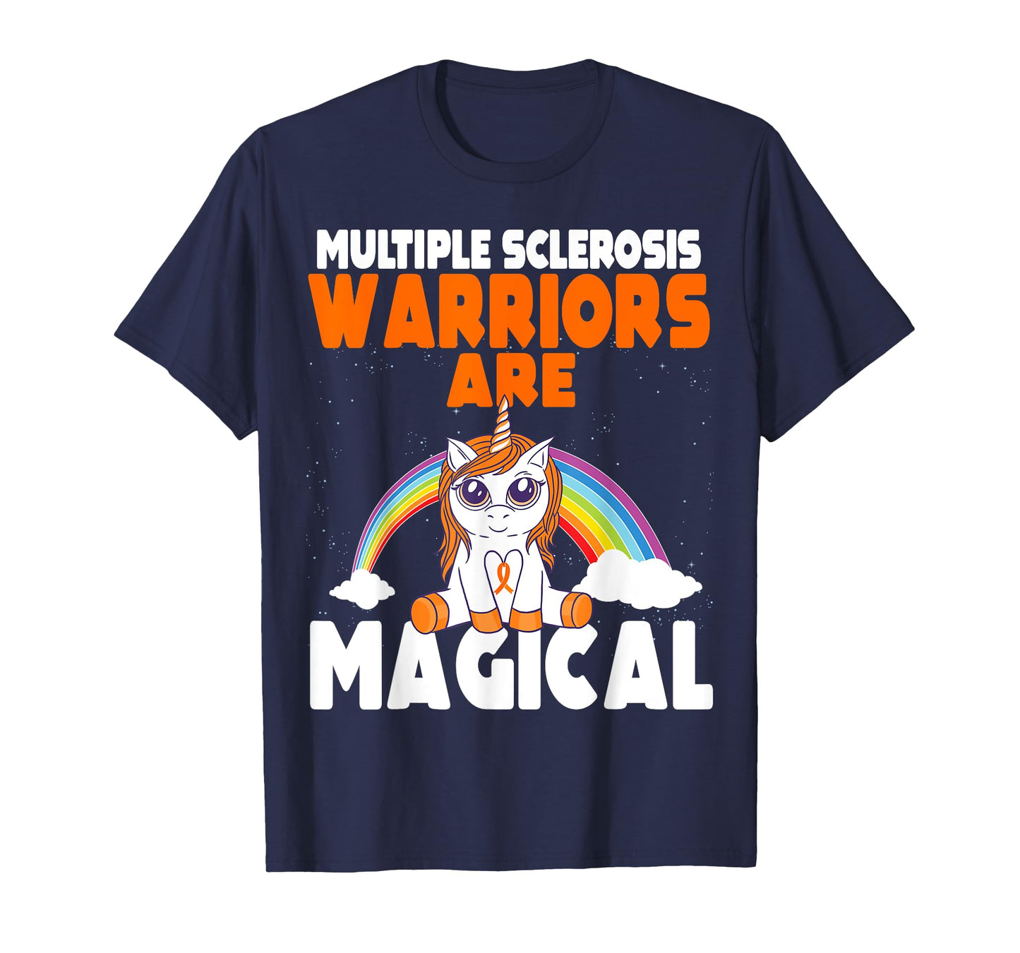 Multiple Sclerosis Awareness Orange Ribbon Magical Unicorn T-Shirt