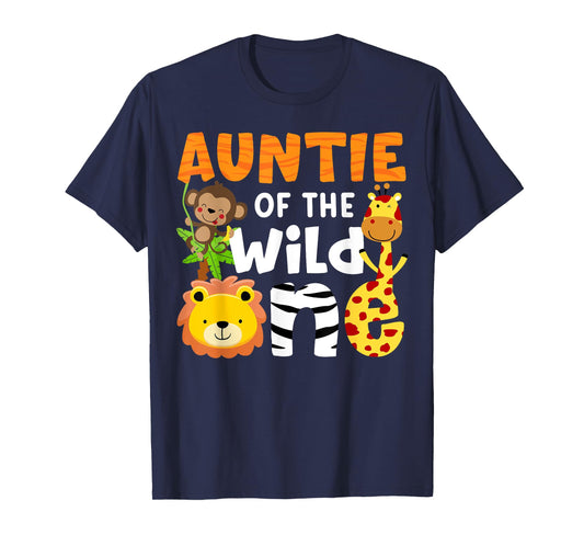 Auntie the Wild One Zoo Birthday Safari Jungle Animals Party T-Shirt