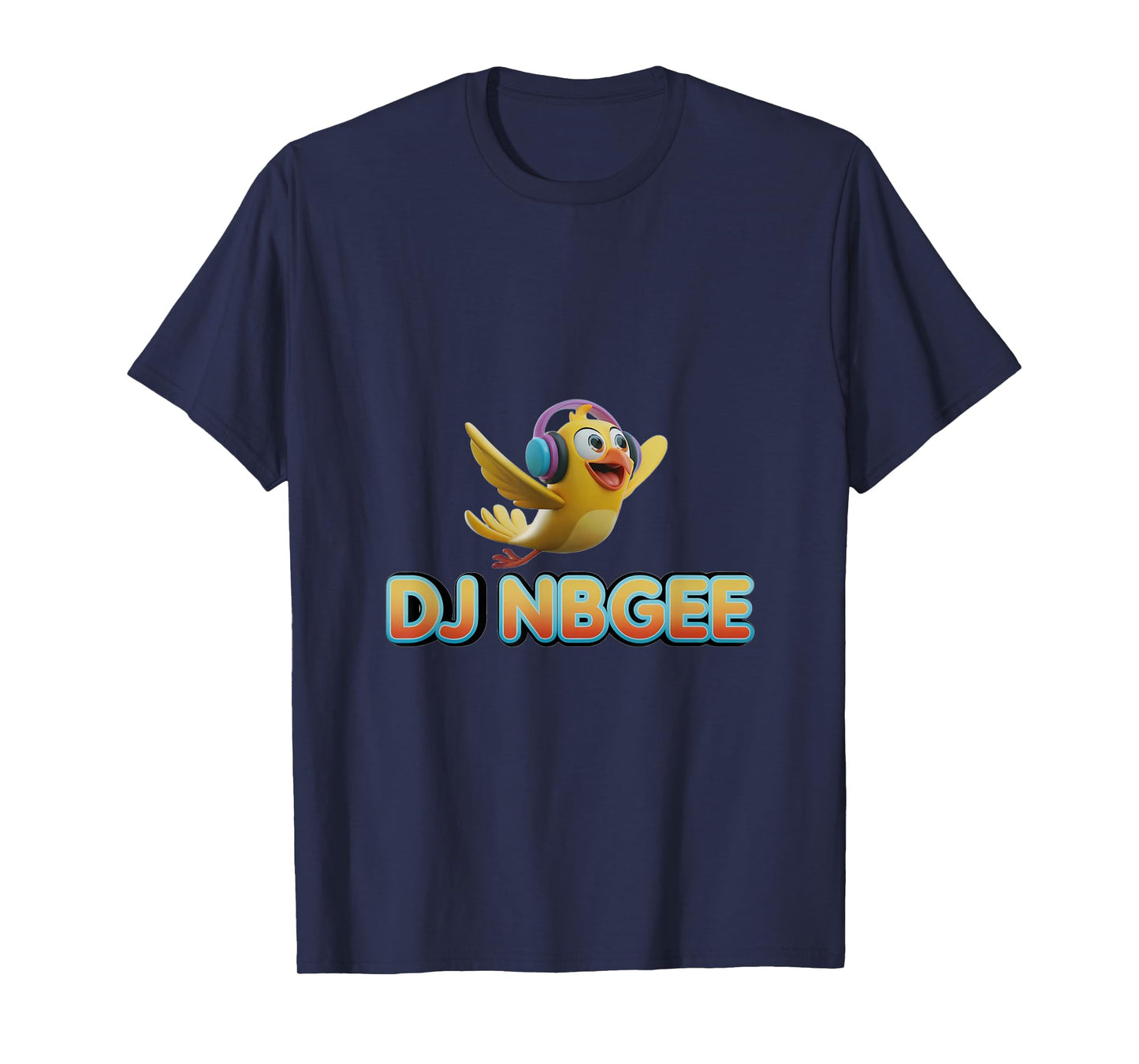 DJ NBGee Happy Yellow Bird T-Shirt, Unisex, Short Sleeve, Cartoon, Small, Blue