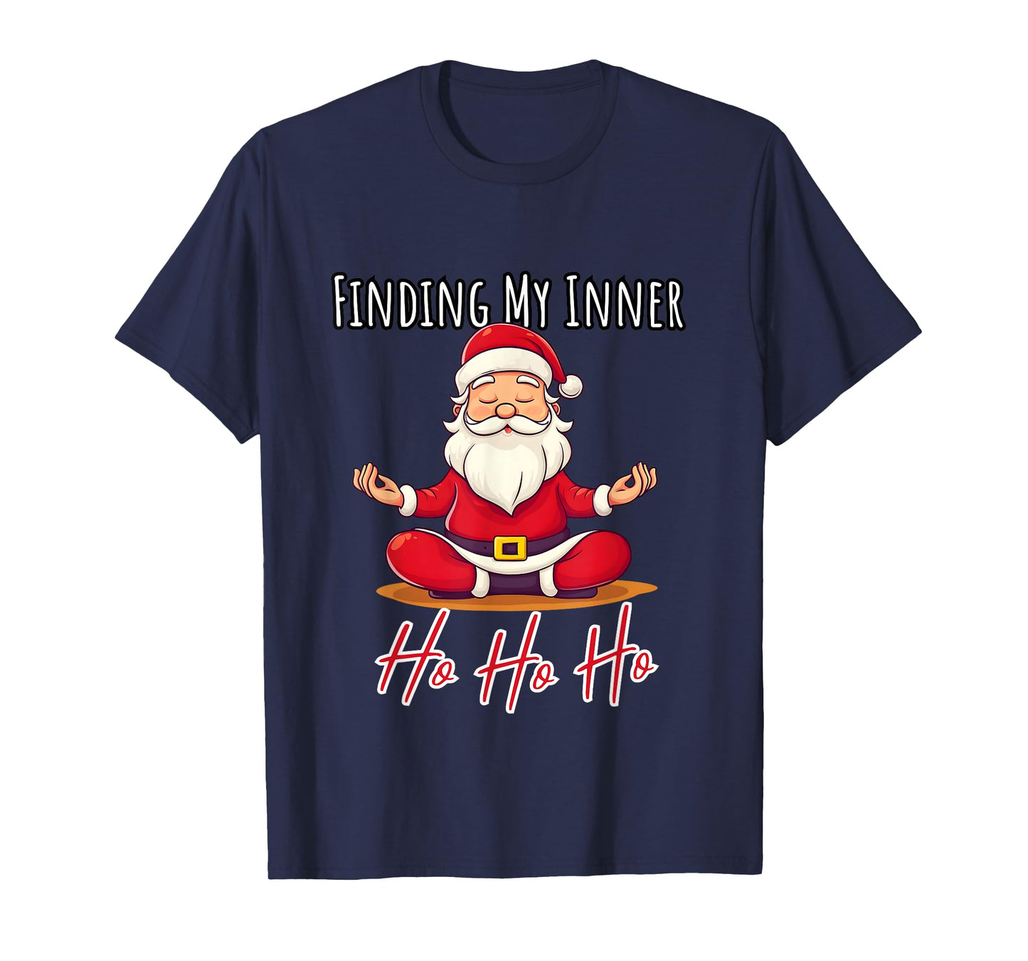 Funny Santa Claus Yoga Christmas Lotus Pose Meditation T-Shirt