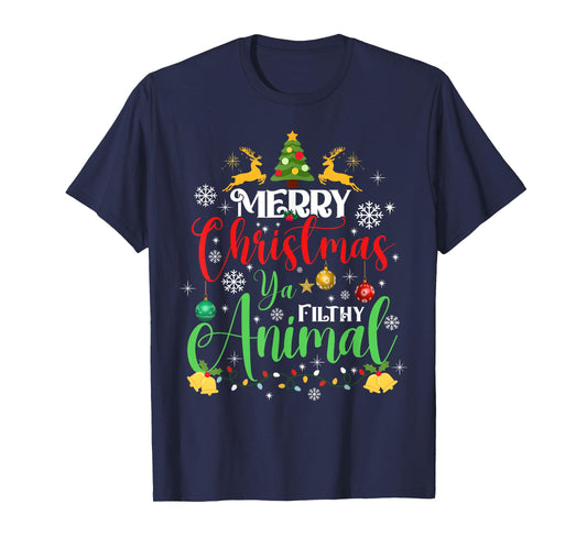 Merry Christmas Animal Filthy Ya Xmas Family Pajama T-Shirt