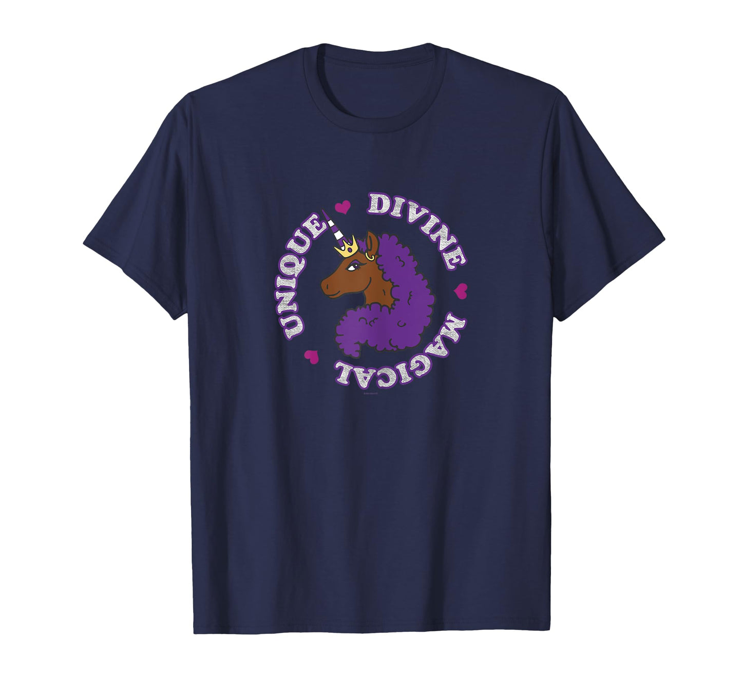 Afro Unicorn Unique Divine Magical Unique Purple Mane T-Shirt