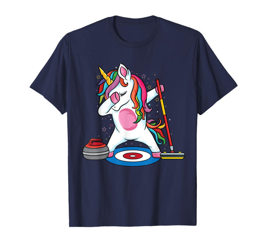 Magical Dabbing unicorn curling Player ice Sports Curling T-Shirt
