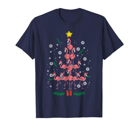 Flamingo Christmas Tree Bird Animal Xmas Women T-Shirt