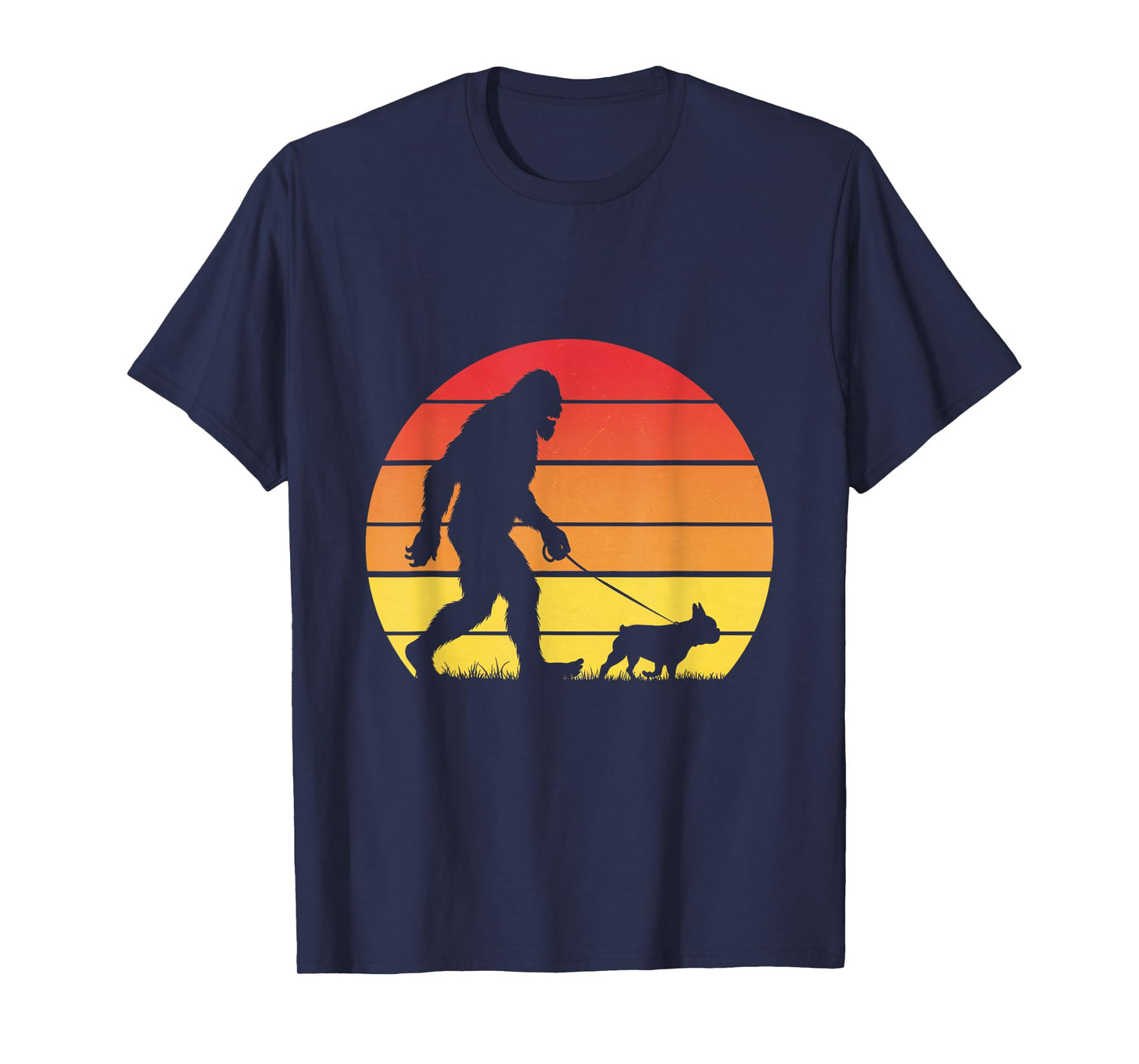 Bigfoot Walking French Bulldog Lover Hikers Dog Hiking T-Shirt