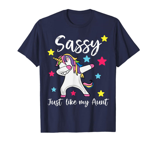 Sassy Like My Aunt Unicorn Cute Matching Niece and Auntie T-Shirt