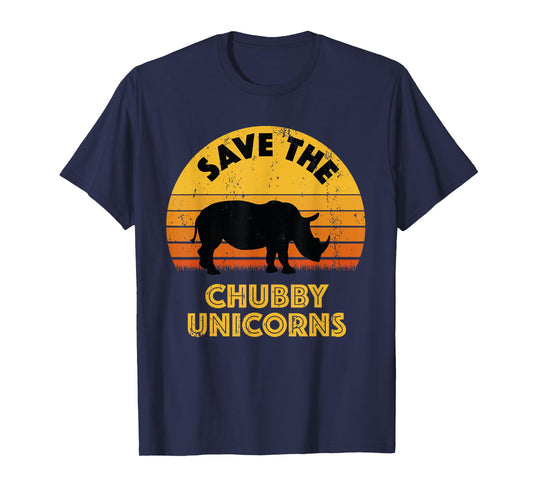 Save the chubby unicorns, vintage retro rhino T-Shirt