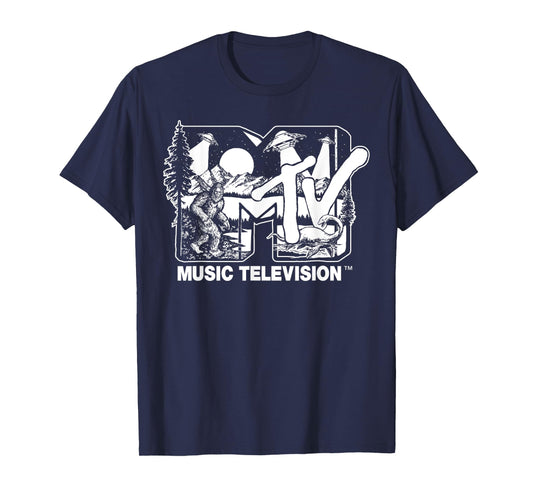 Mademark x MTV - Cryptid-Filled MTV Logo Feat. Bigfoot, UFO, & Nessie Sketch T-Shirt