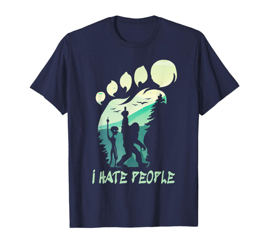 I Hate People Funny Alien Bigfoot Mountains Trip 2025 Cousin T-Shirt
