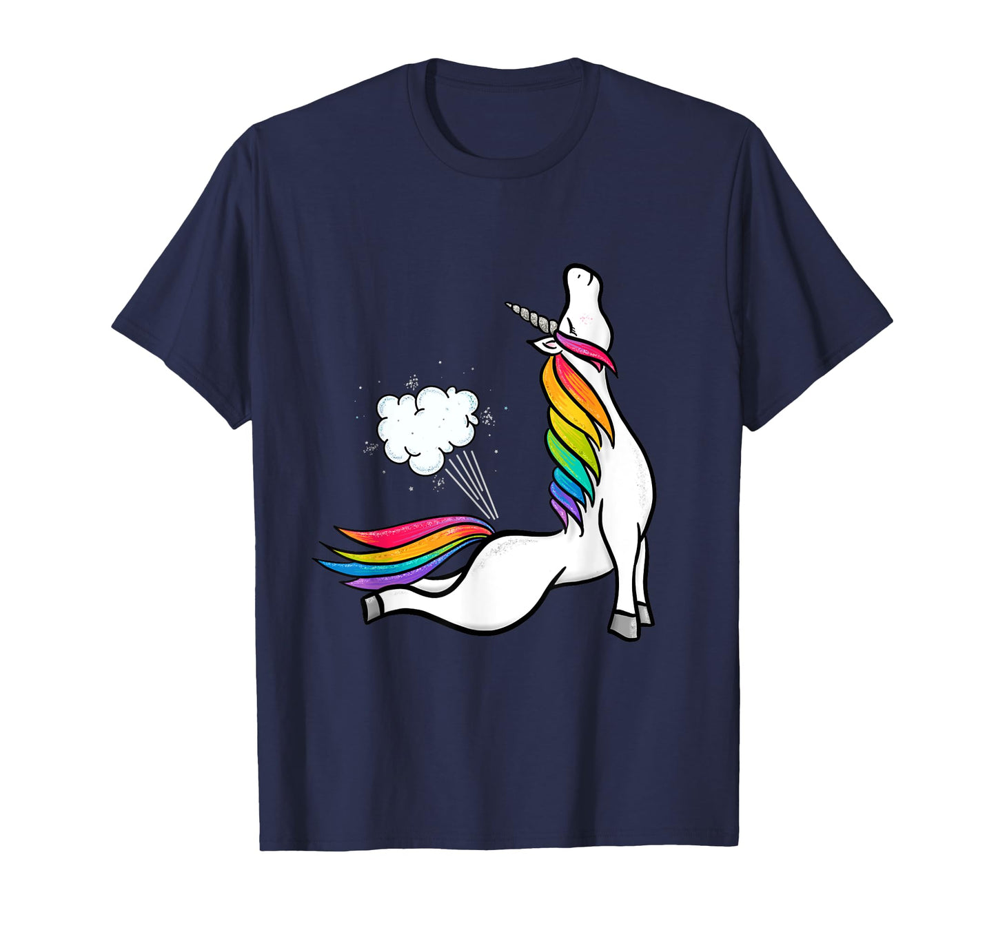 Funny Yoga Unicorn Fart Rainbow Graphic T-Shirt