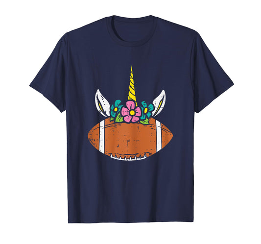 Unicorn Head American Football Cute Fan Player Girls Women T-Shirt