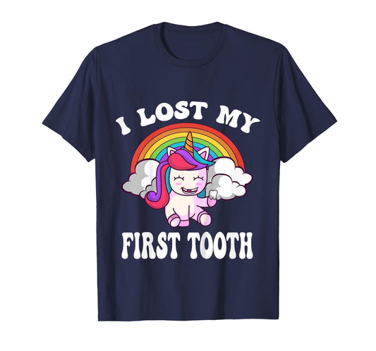 Rainbow Unicorn I Lost My First Tooth Funny Tooth Fairy T-Shirt