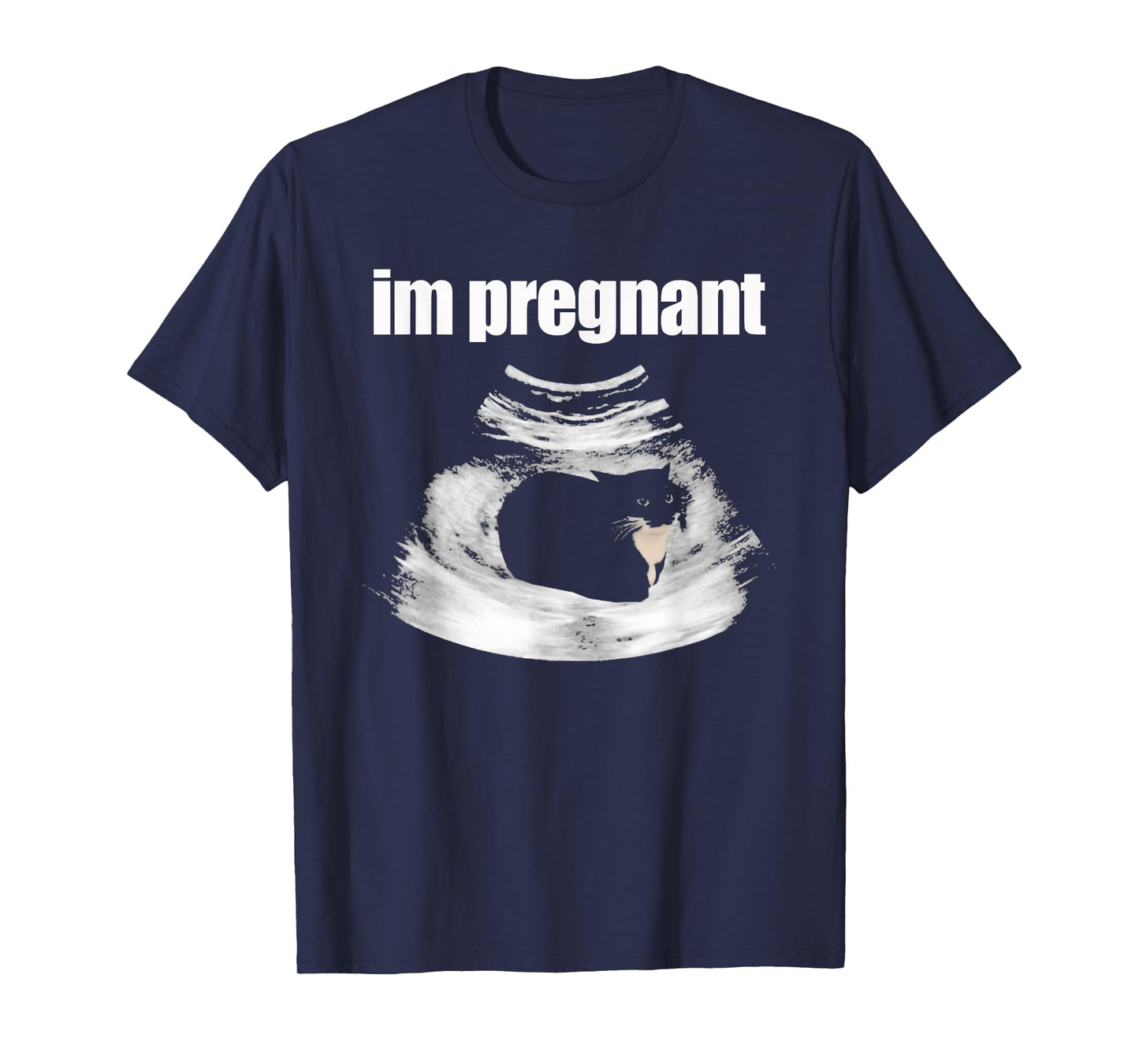 I’m Pregnant Cat Funny Cat Mom Pregnancy Black Kitten T-Shirt for Men Women