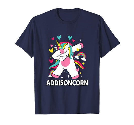 Addisoncorn Personalized Name Dabbing Unicorn Addison T-Shirt