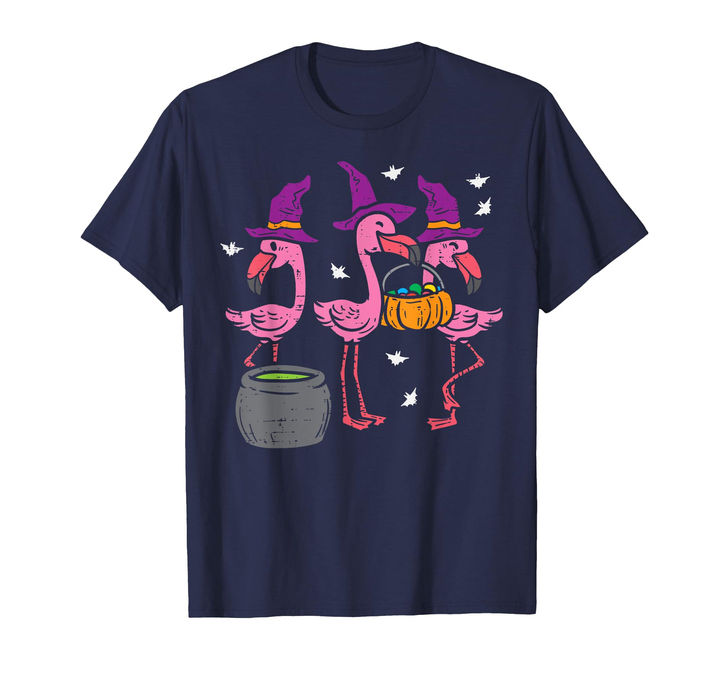 Witch Flamingos Animal Bird Flamingoween Halloween Women T-Shirt