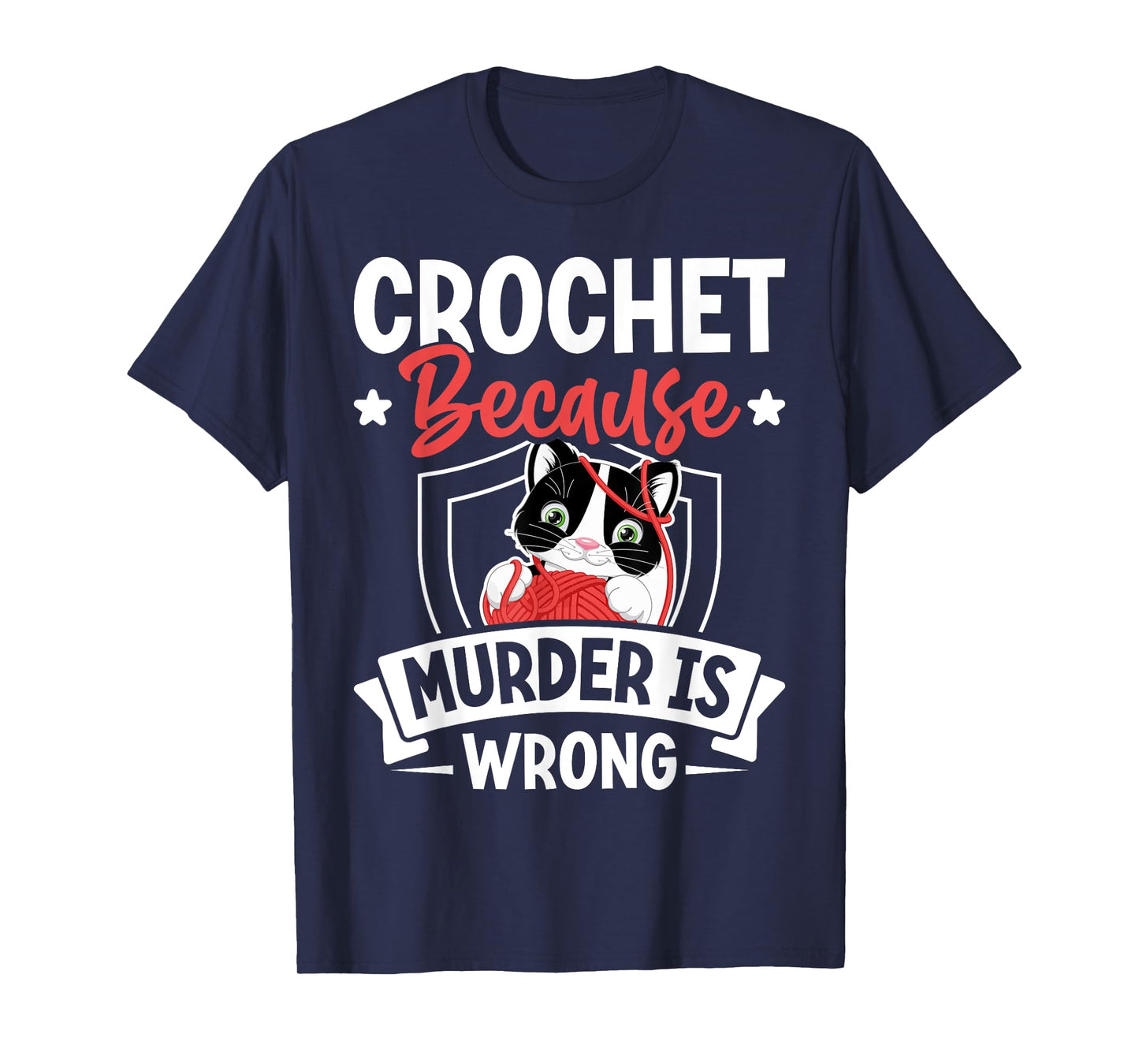 Crochet Because Murder Is Wrong Unicorn Crocheting T-Shirt