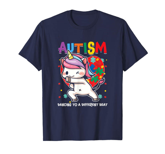 Autistic Unicorn Autism Awareness Heart Ribbon Puzzle Health T-Shirt