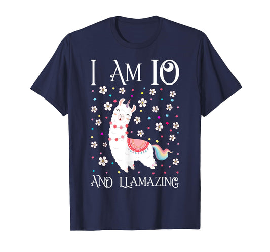 10 Years Old Girl Llama Gift 10th Birthday Llamazing Kids T-Shirt