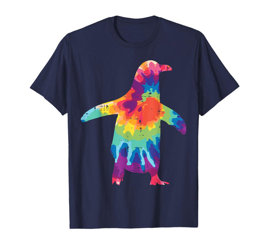 Penguin Silhouette Tie Dye Retro Groovy Hippie Men Women Kid T-Shirt