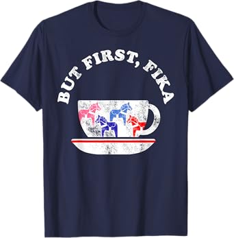 But First Fika Scandinavian Coffee Break Dala Horse T-Shirt