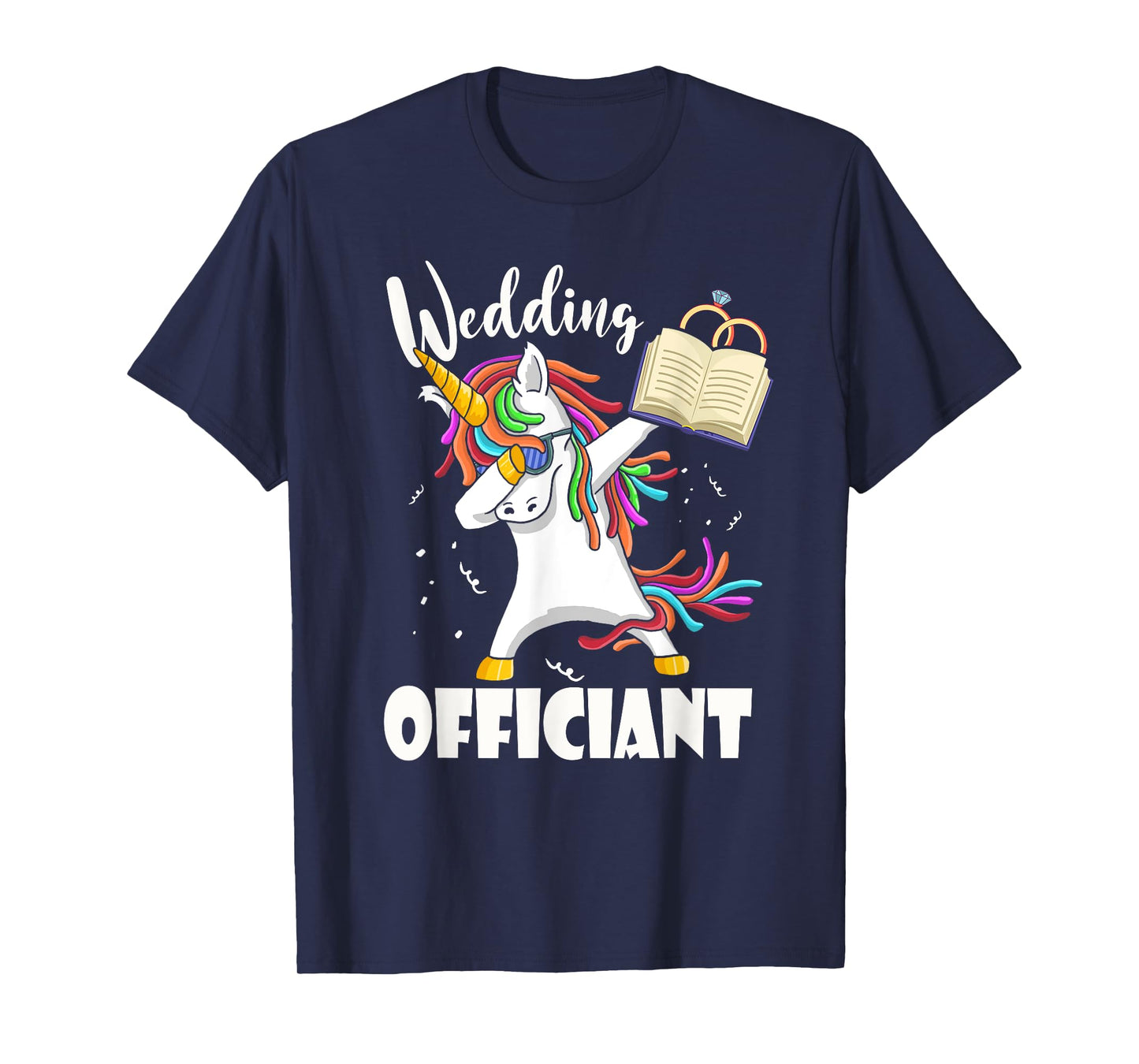 Funny Wedding Officiant Cute Dabbing Unicorn Pastor Wedding T-Shirt