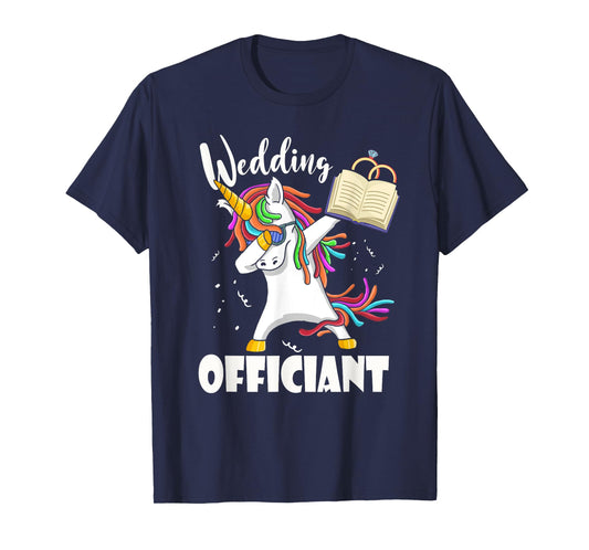 Funny Wedding Officiant Cute Dabbing Unicorn Pastor Wedding T-Shirt