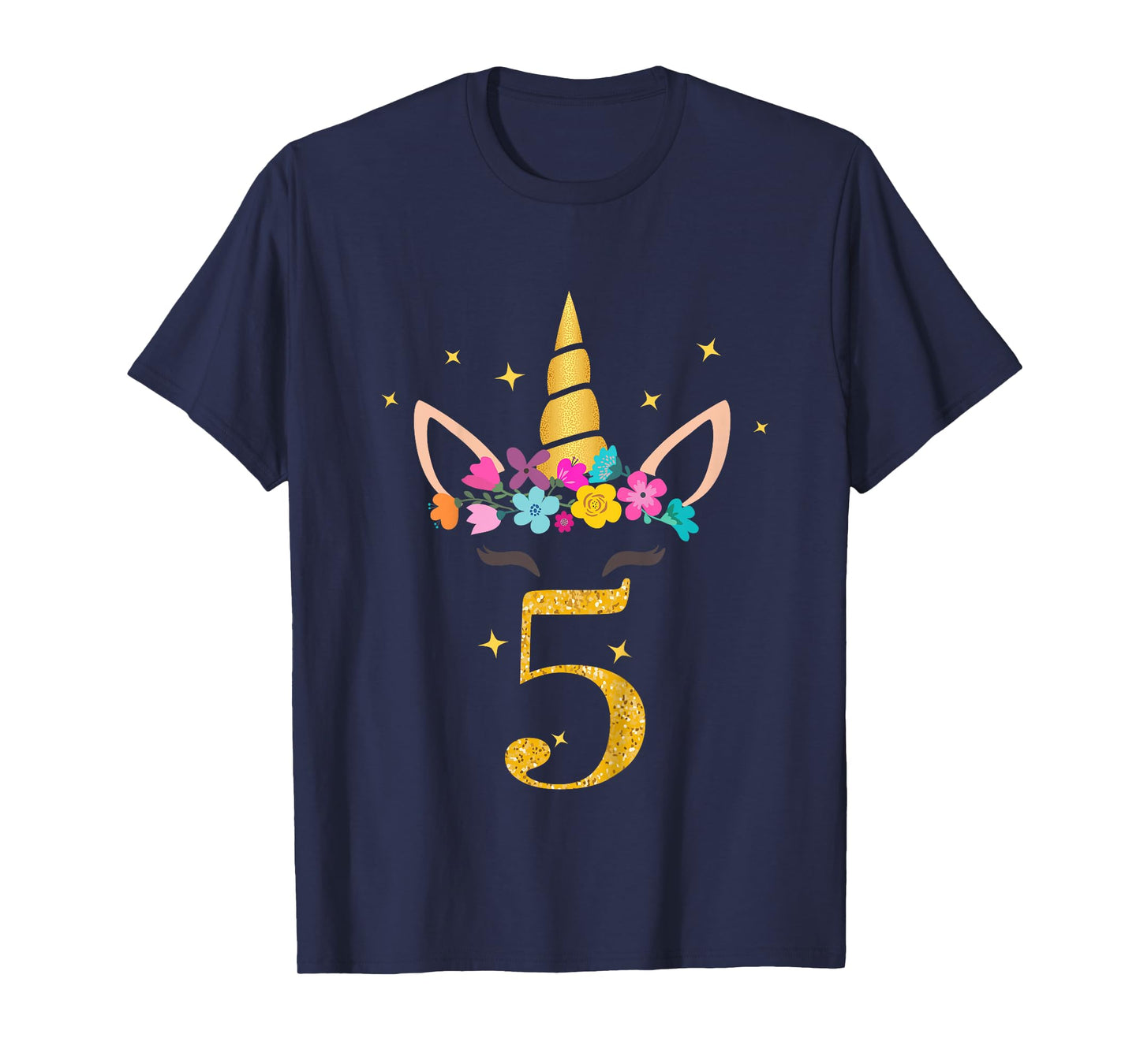 Kids 5th Birthday Unicorn Design for Girls 5-Year-Old T-Shirt