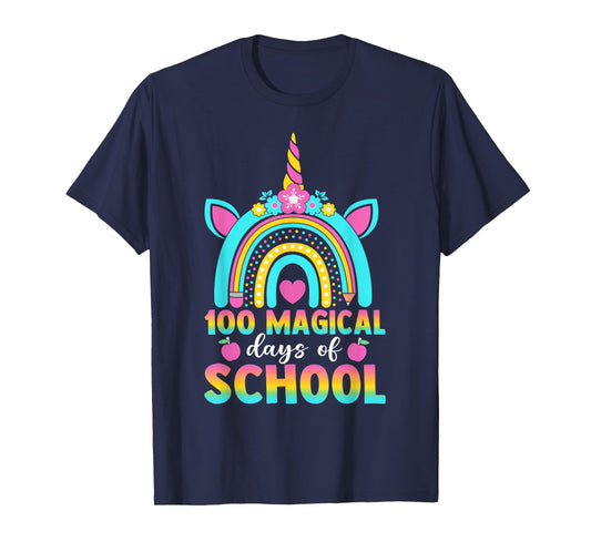 100th Day of School Unicorn 100 Magical Days Teacher Girls T-Shirt
