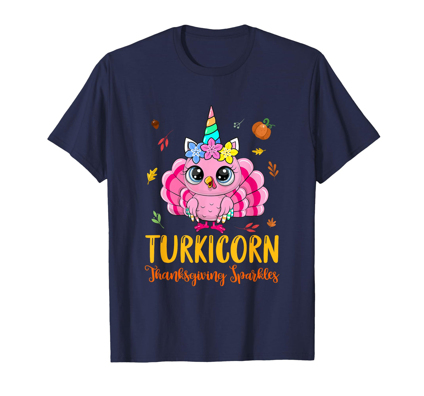 Cute Unicorn Turkey Funny Thanksgiving Turkicorn Girl Kids T-Shirt