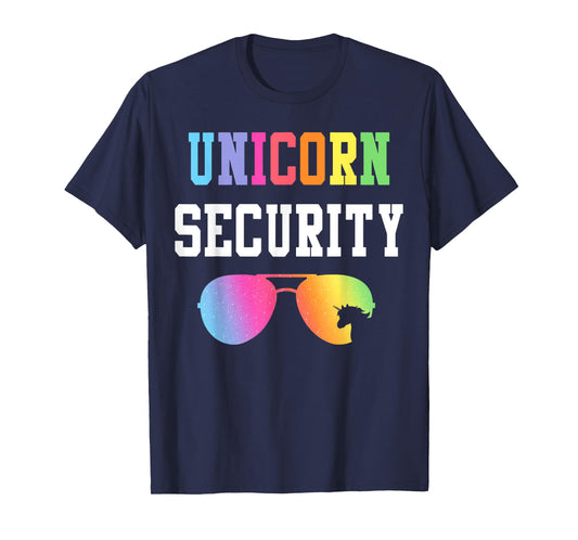 Family Birthday Unicorn Security Halloween Costume Dad Mom T-Shirt