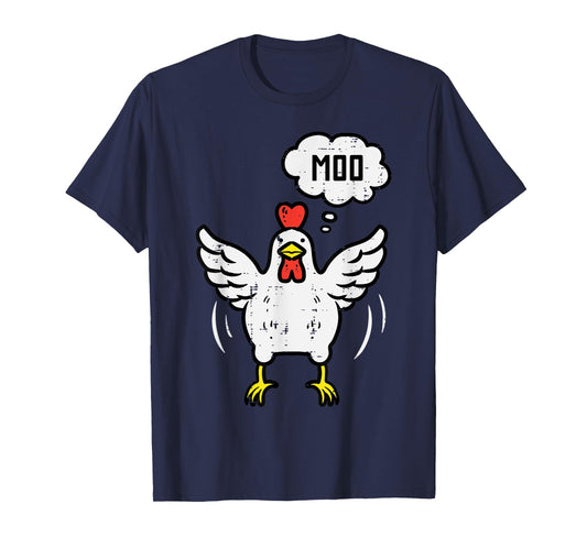 Chicken Cow Moo Funny Farm Animal Hen Farmer Men Women Kids T-Shirt