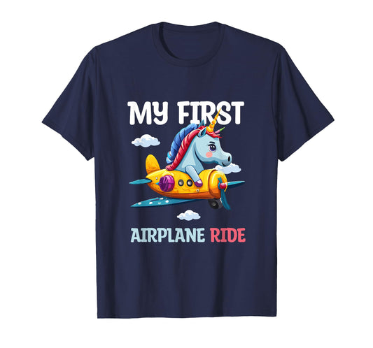 My first plane ride my 1st flight airplane kids Unicorn T-Shirt