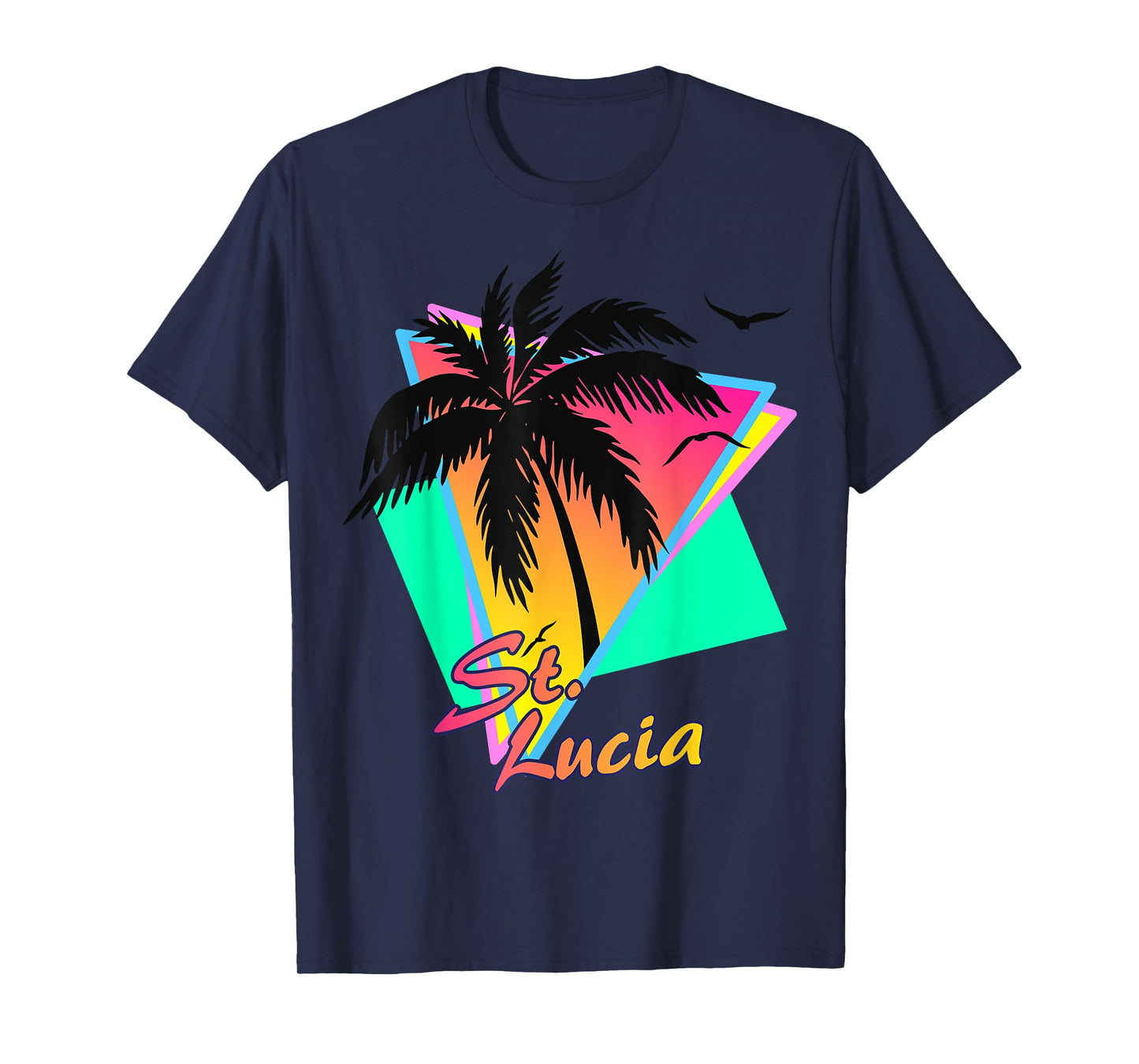 St. Lucia 80s Tropical Summer Beach Palm Tree Sunset T-Shirt