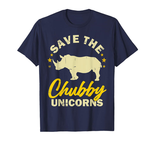 Save the Chubby Unicorns Vintage Funny Rhino Animal Rights T-Shirt
