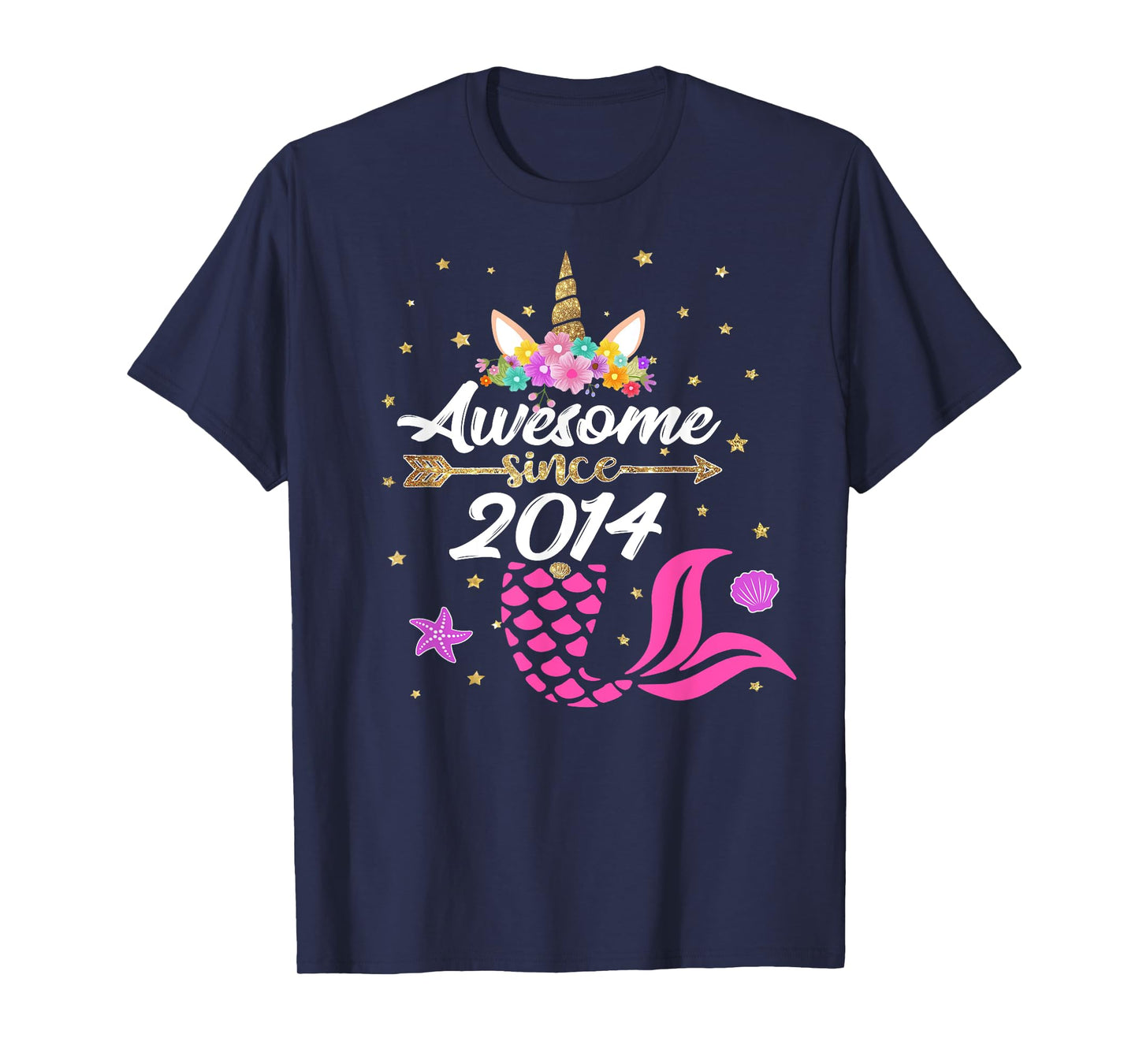 Unicorn Shirt Mermaid Birthday - Awesome Since 2014 Tee Gift T-Shirt