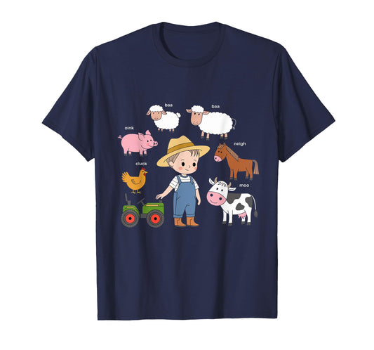 Farm Animals Sounds Oink Baa Neigh Cluck Moo Toddler Farmer T-Shirt