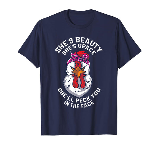 Angry Chicken Peck You In The Face Hen Animal Gift T-Shirt