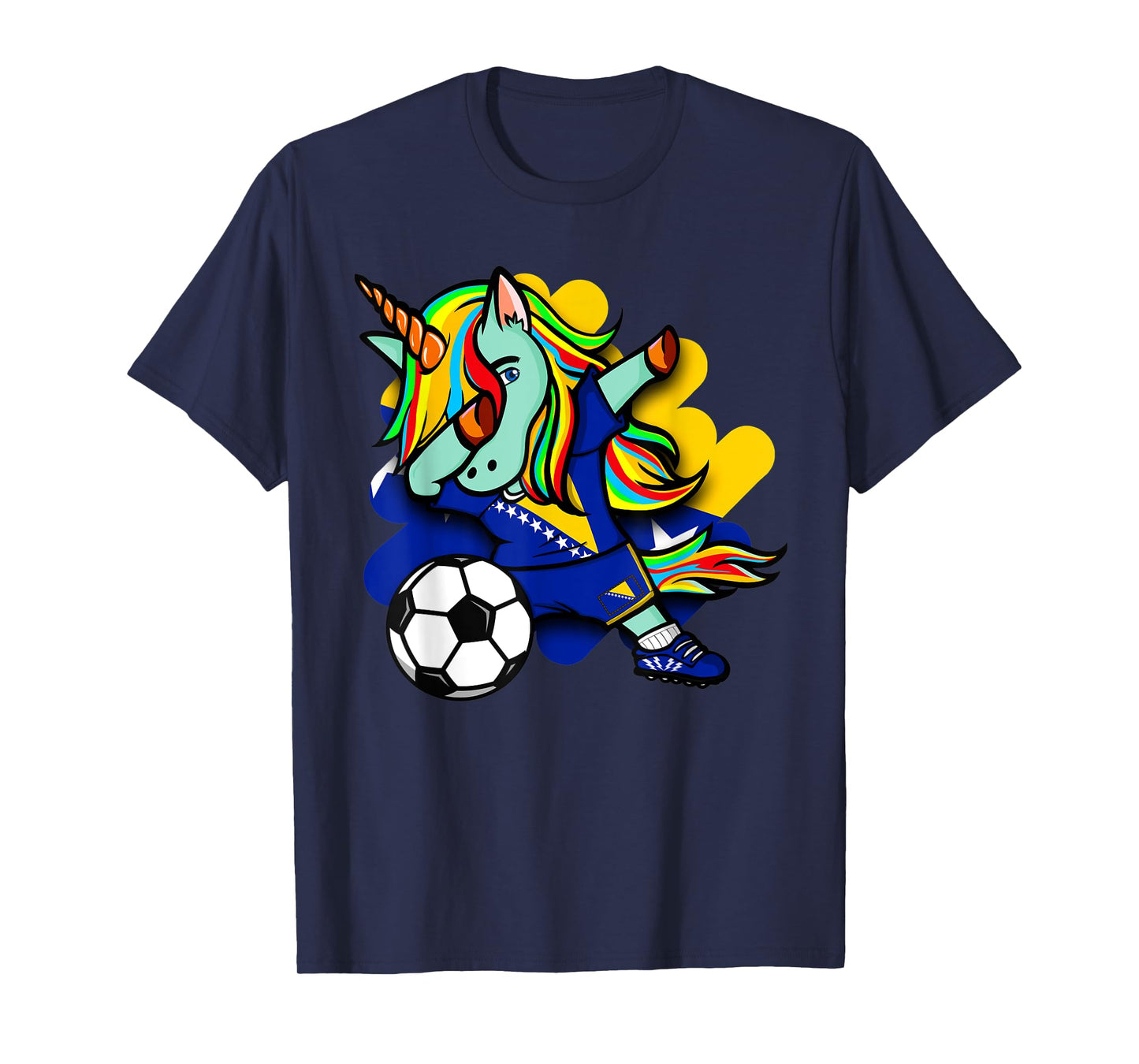 Cute Dabbing Unicorn Bosnia Herzegovina Soccer Lovers Jersey T-Shirt