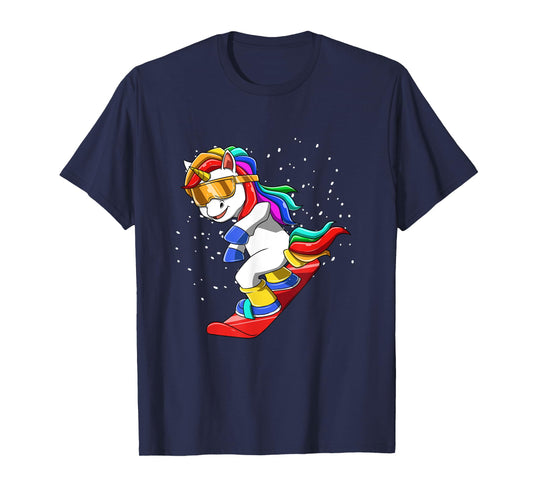 Unicorn on Snowboard - Funny Ski and Wintersports T-Shirt
