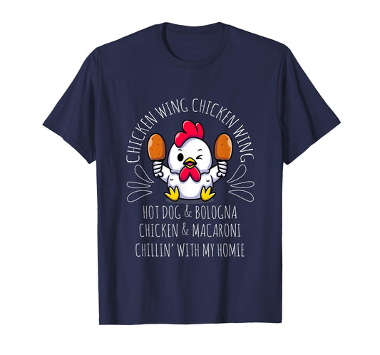 Cooked Chicken Wing Chicken Wing Hot Dog Bologna Macaroni T-Shirt for Men Women Girls Kids