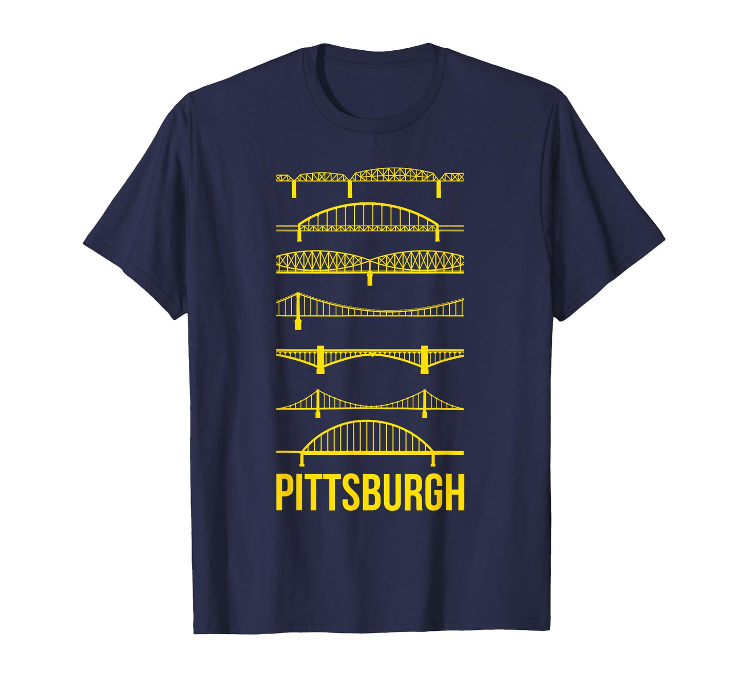 Pittsburgh Bridges Black and Yellow Silhouettes T-Shirt