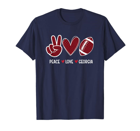 Peace Love Georgia - Georgia Football Lover Game Day T-Shirt