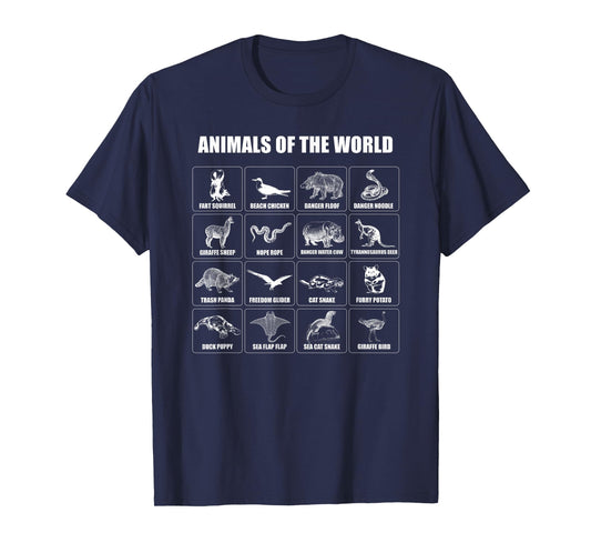 Animals Of The World T Shirt Funny Men Women Boys Girls T-Shirt