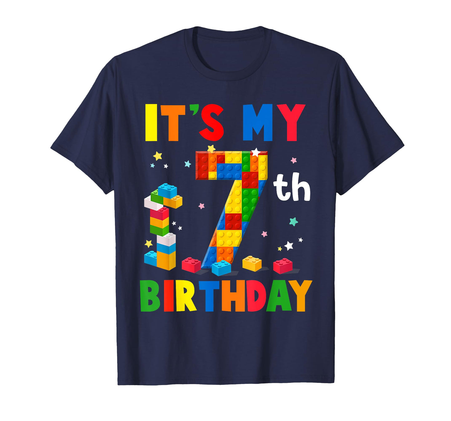It's My 7th Birthday Building Blocks Bricks 7 Years Old Boy T-Shirt