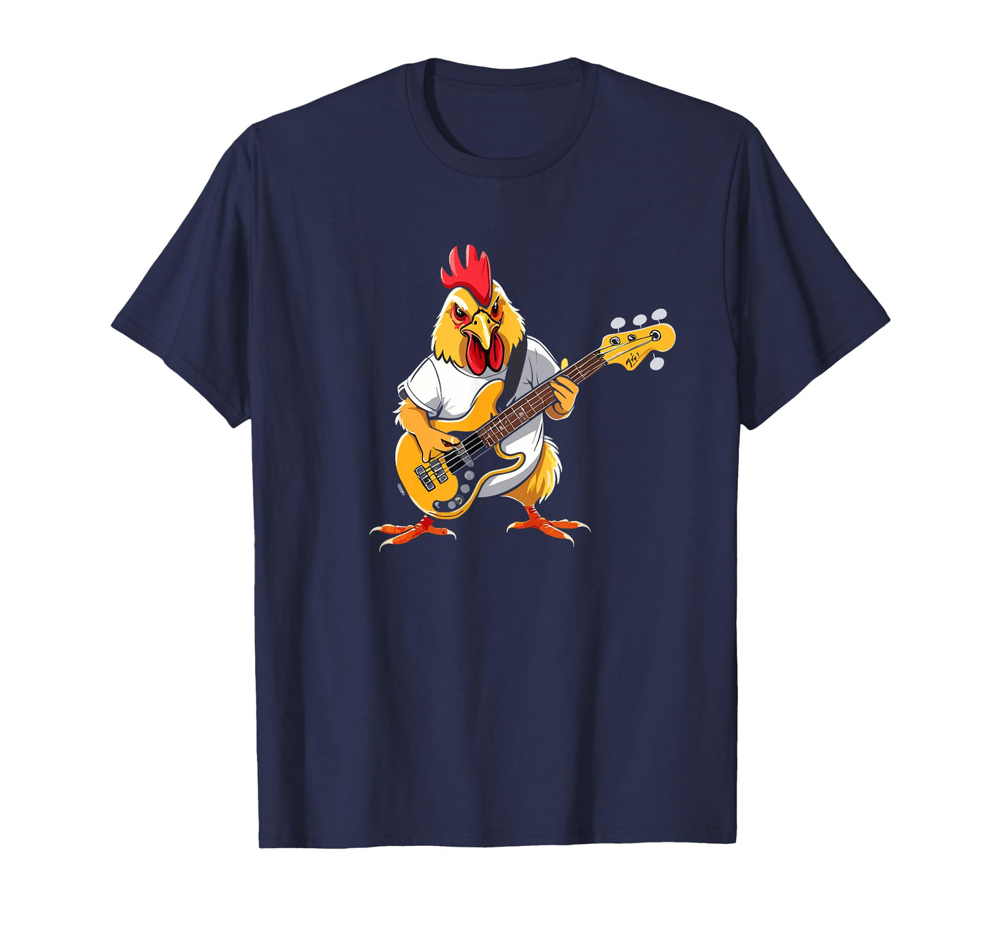Chicken playing Bass Guitar, Chicken Guitarist T-Shirt