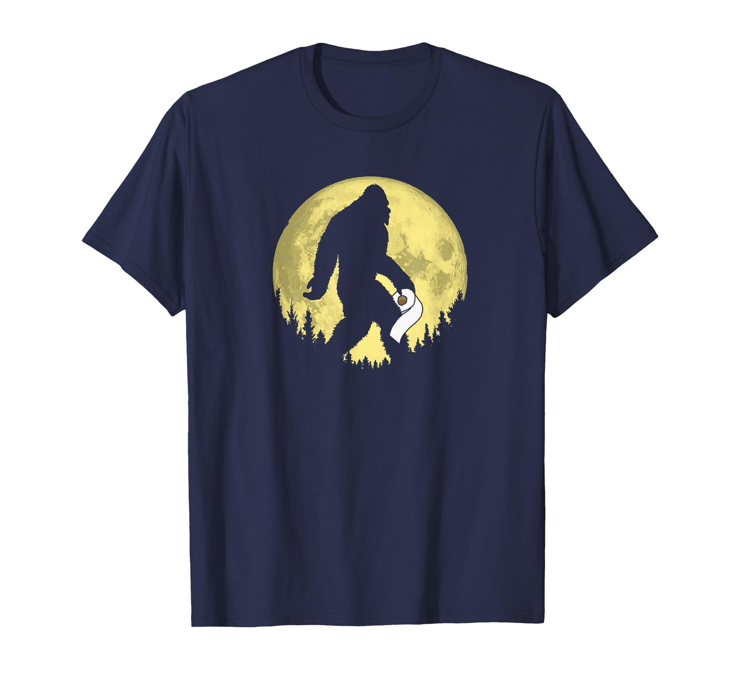 Funny Bigfoot & Toilet Paper Night Time Moon Graphic T-Shirt