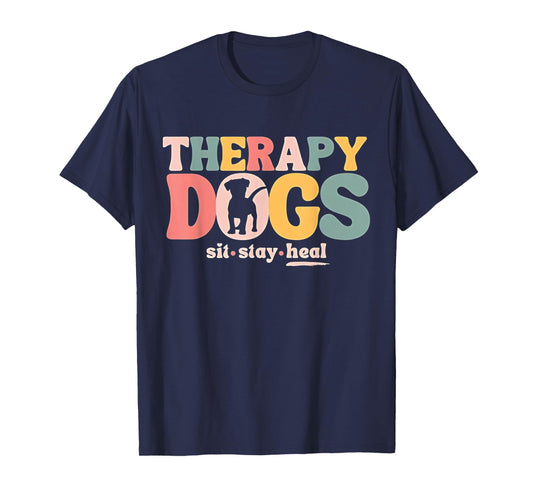 Therapy Dog Team Animal Assisted Therapy Dogs Sits Stay Heal T-Shirt