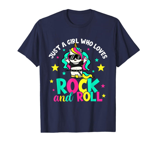 Just A Girl Who Loves Rock And Roll Funny Unicorn Lover T-Shirt